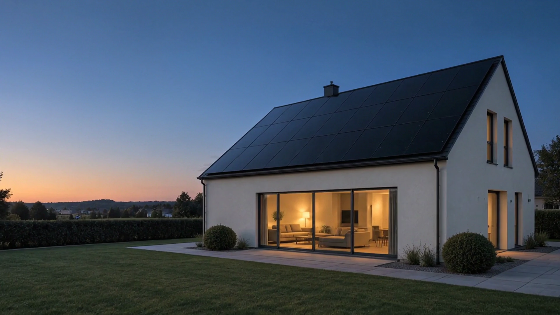 SolarX Haus mit Solardach im Abendlicht