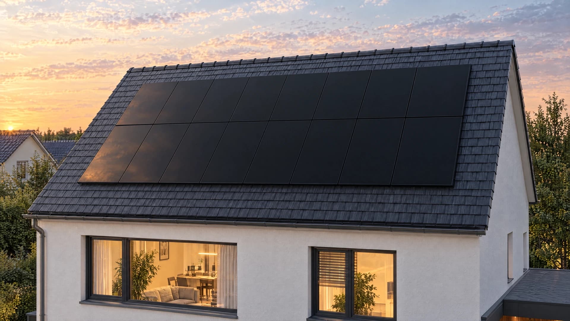 Solarmodule auf dem Dach des SolarX Energiehauses Module für Ihre Photovoltaikanlage